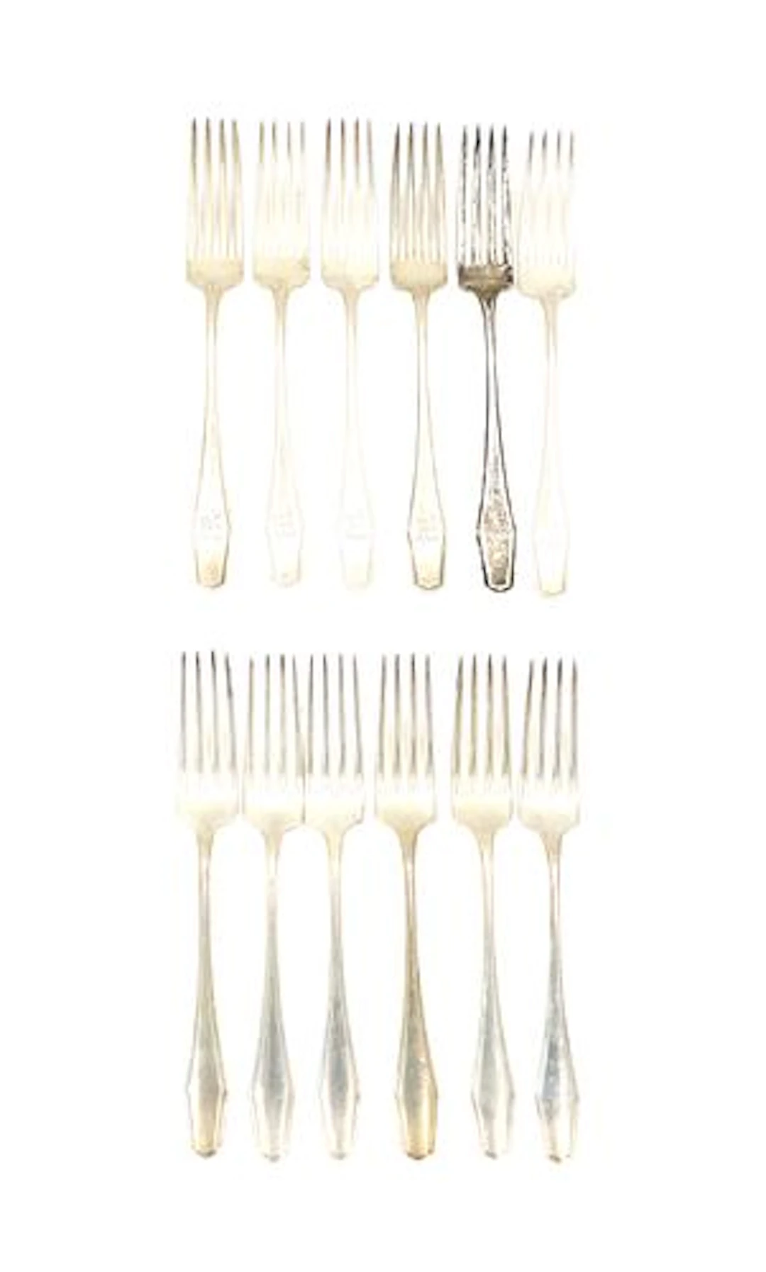(12) Alvin Manufacturing "Maryland" Pattern Sterling Silver Forks - 14.275 ozt.