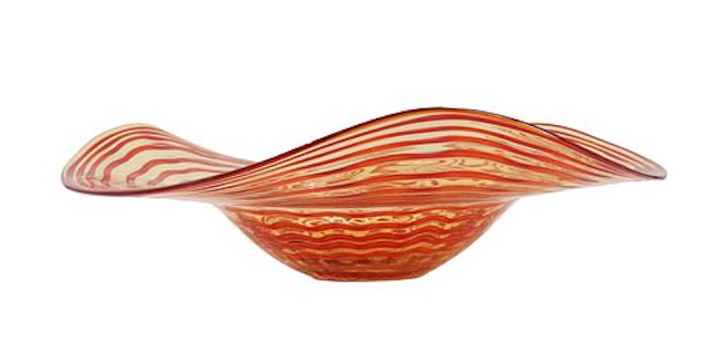 Murano Glassware Hand Blown "Sombrero" Art Glass Center Bowl