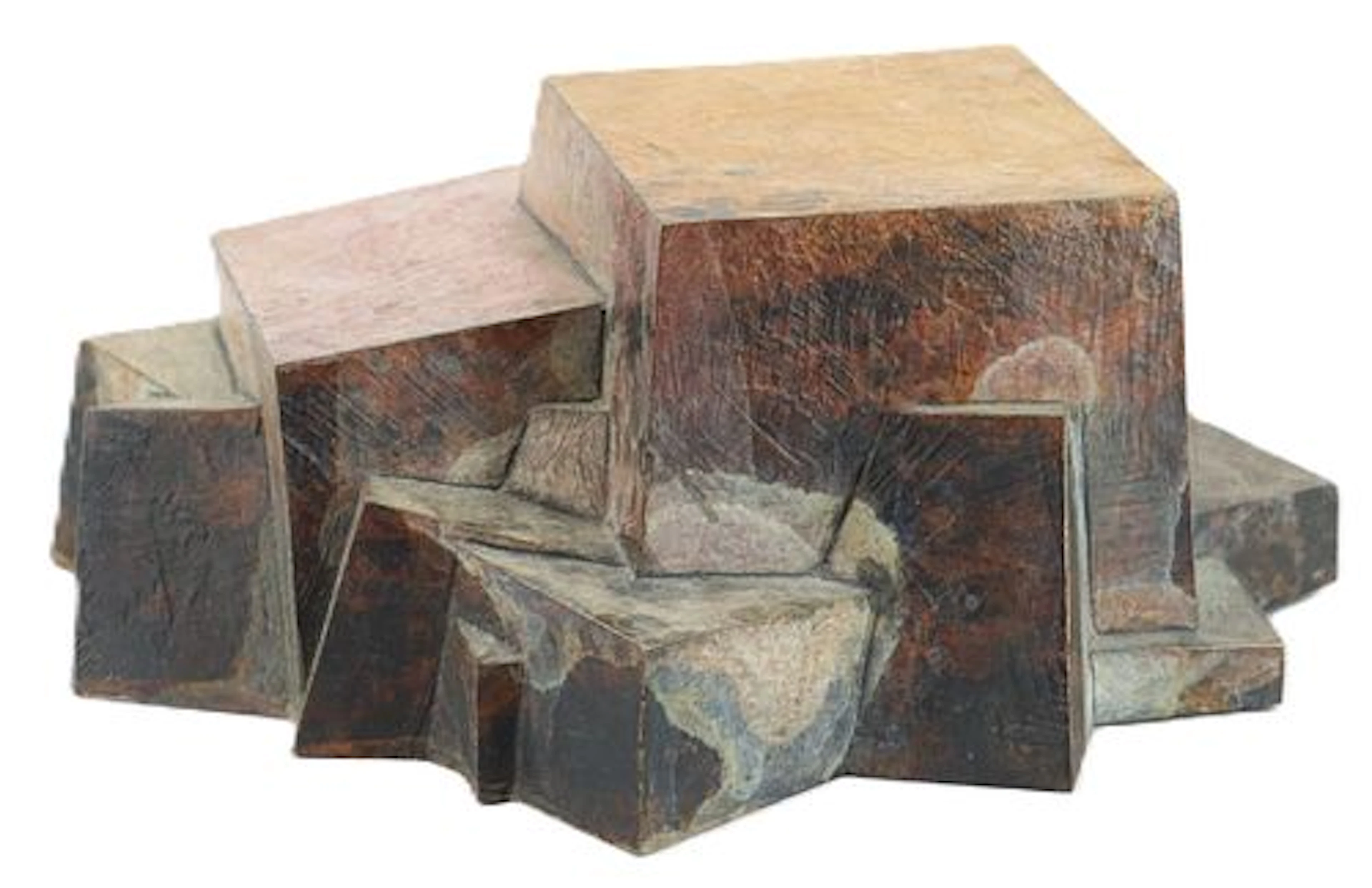 Cast Bronze Brutlalist Geometric Sculpture