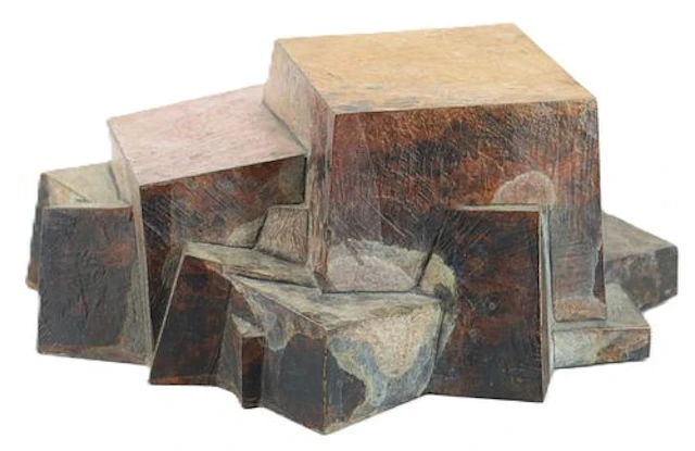 Cast Bronze Brutlalist Geometric Sculpture