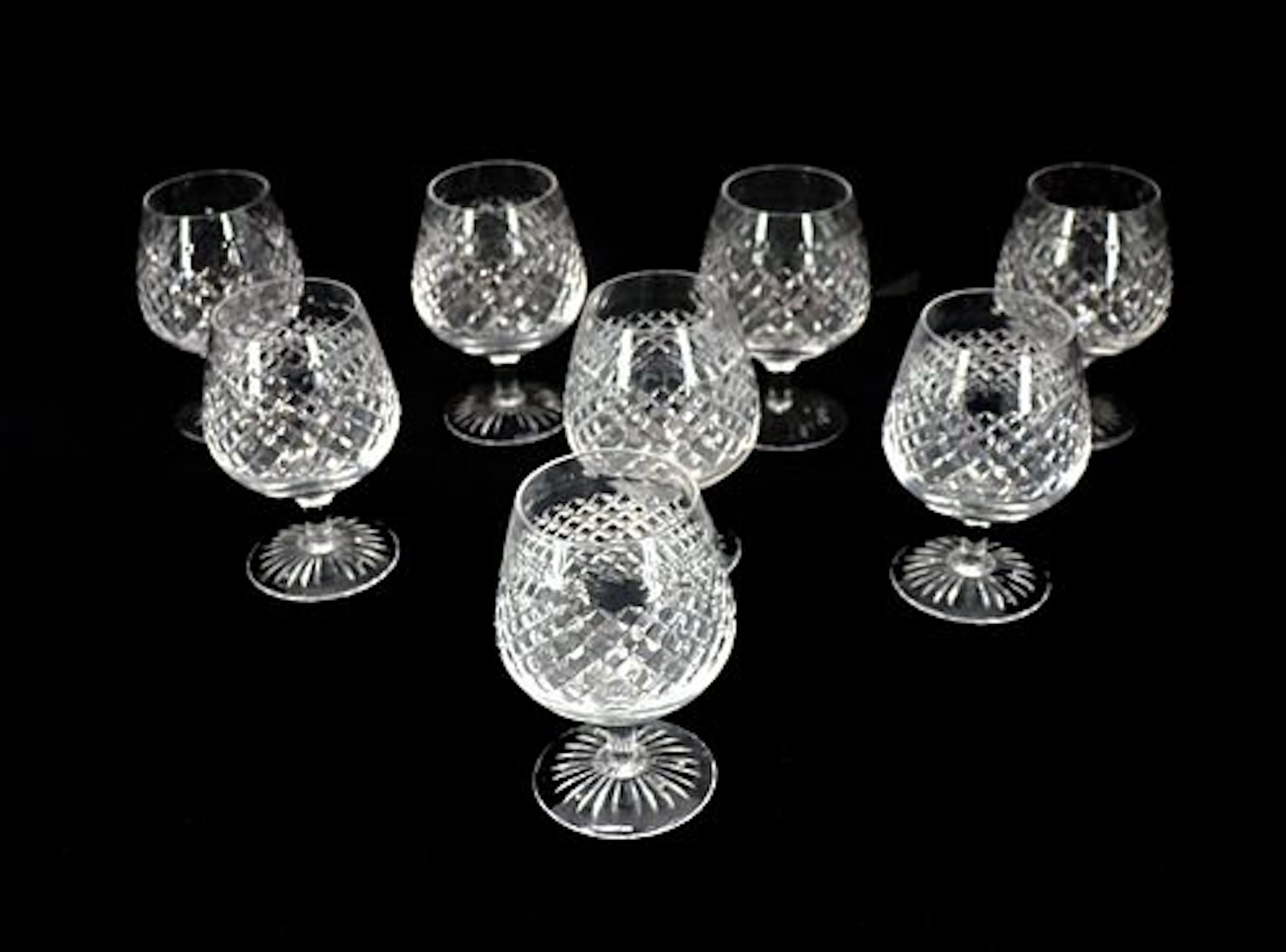 (8) English Stuart Cut Crystal Beaconsfield Brandy Snifters