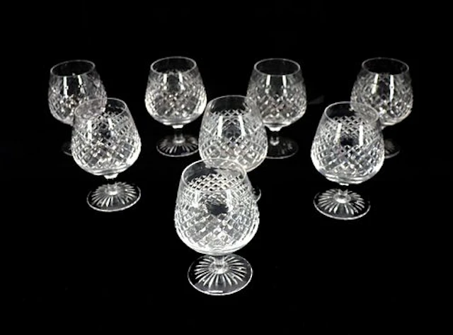 (8) English Stuart Cut Crystal Beaconsfield Brandy Snifters