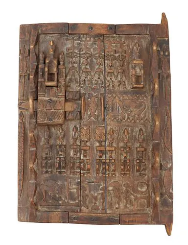 Antique African Dogon Carved Wood Door