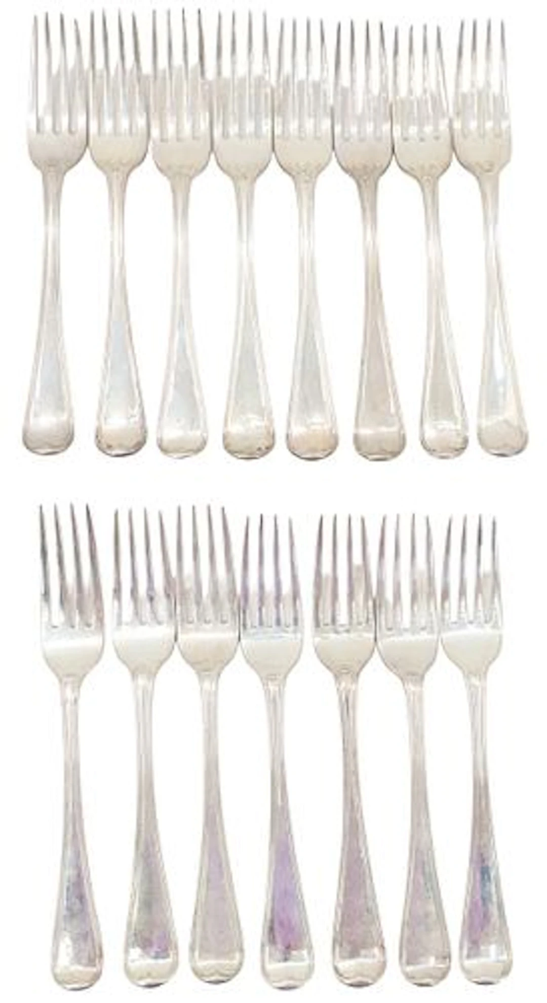 (15) Georgian English Sterling Silver Forks - 33.160 ozt.