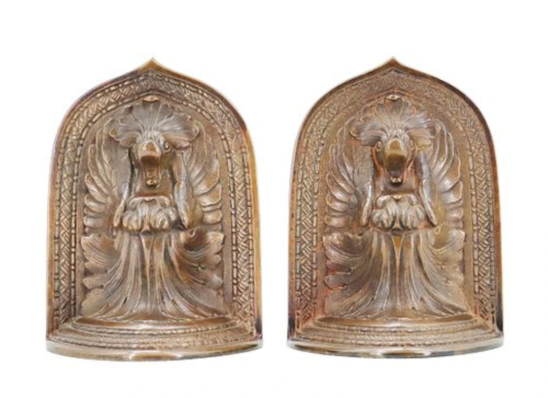 (2) RARE Tiffany Studios New York Spanish Pattern Bronze Bookends