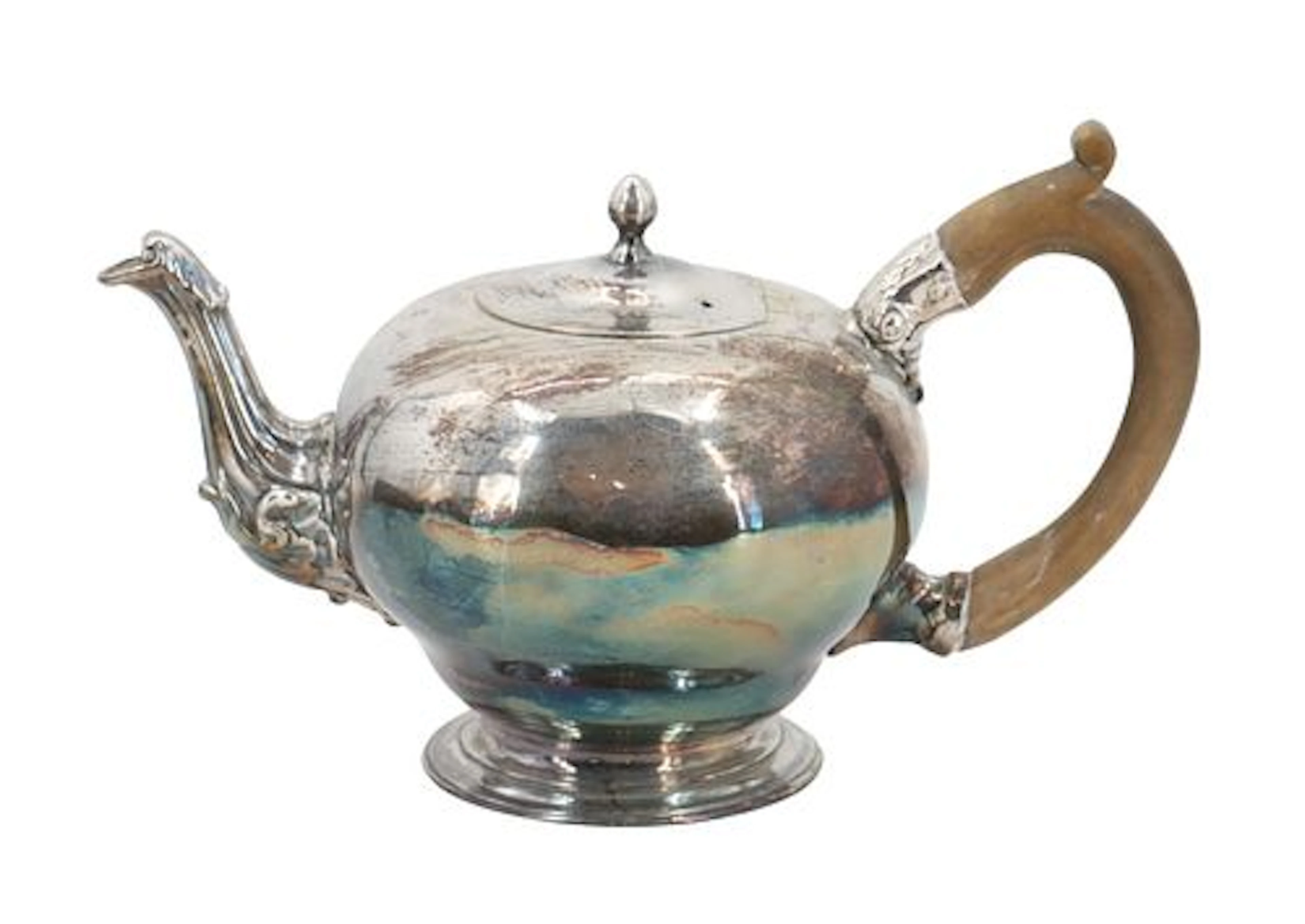 Antique English "Bullet" Sterling Silver Teapot - Approx 13.720 ozt.
