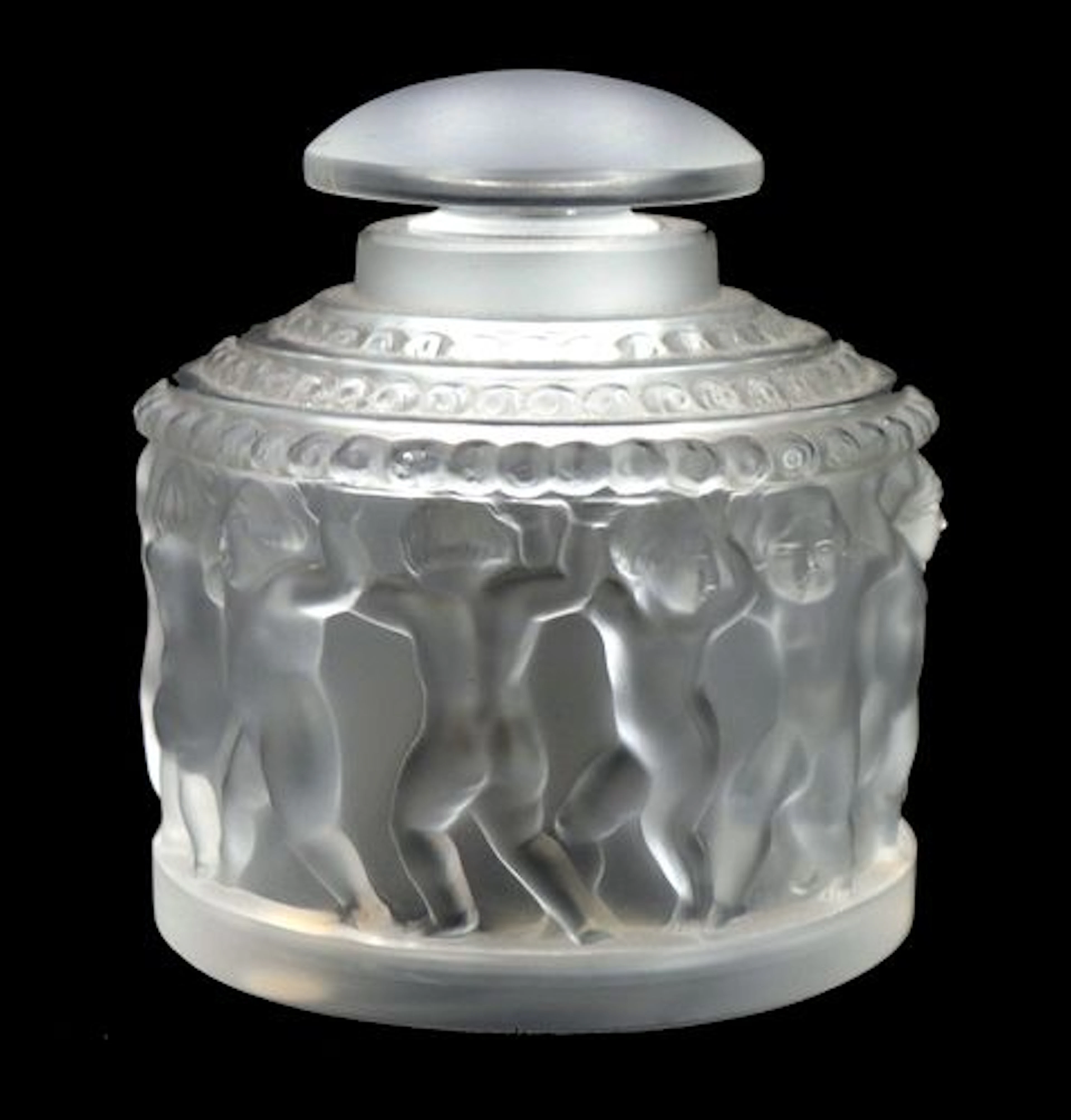 French Lalique Les Enfants Frosted Crystal Perfume Bottle
