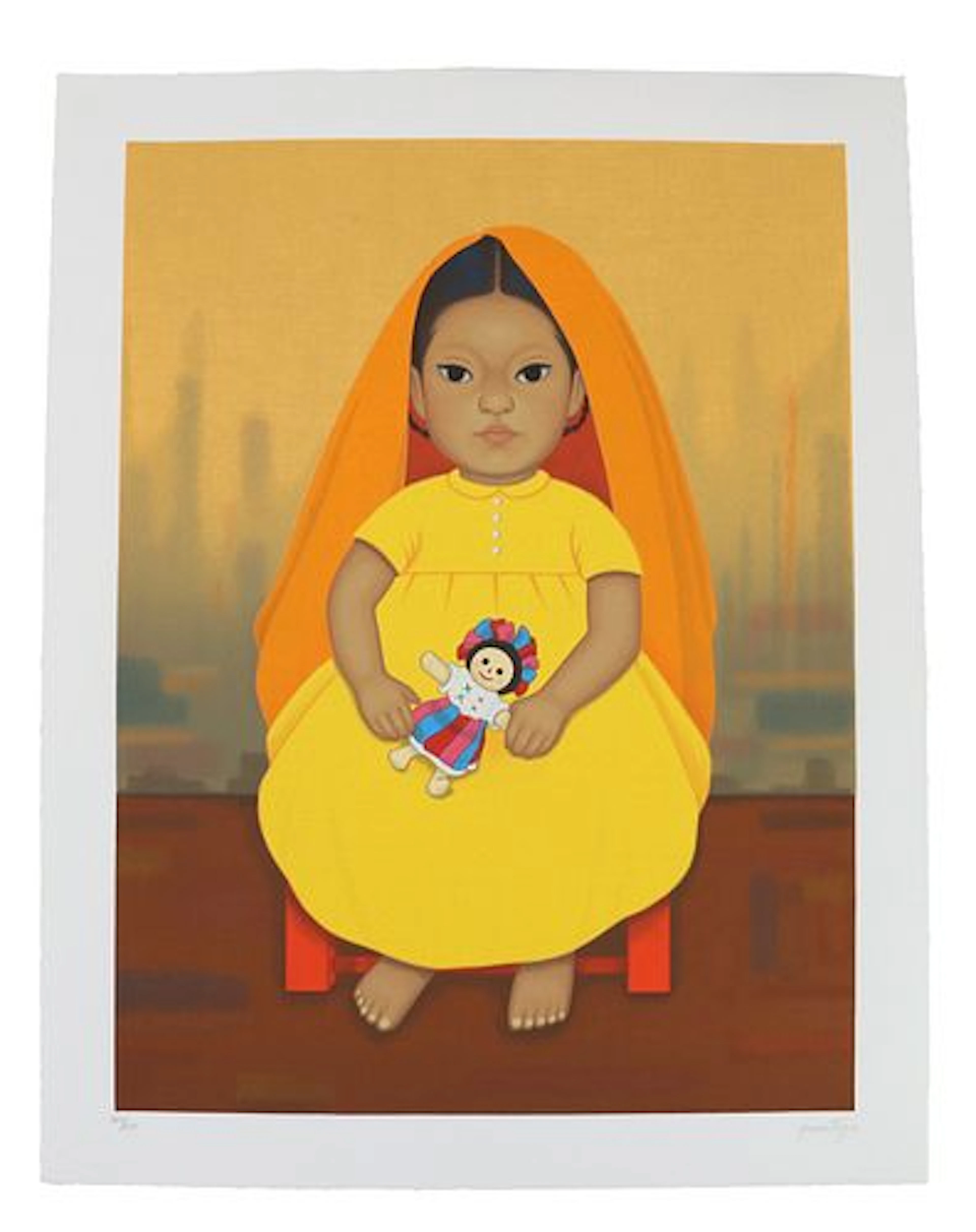 Gustavo Montoya (1905-2003) Mexican, Unframed Lithograph "Chica con Muneca"
