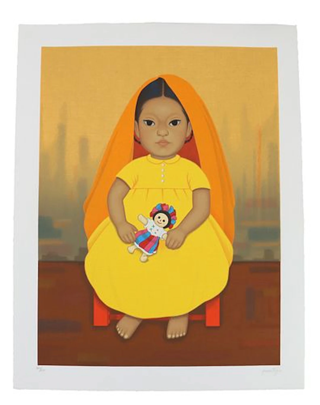 Gustavo Montoya (1905-2003) Mexican, Unframed Lithograph "Chica con Muneca"
