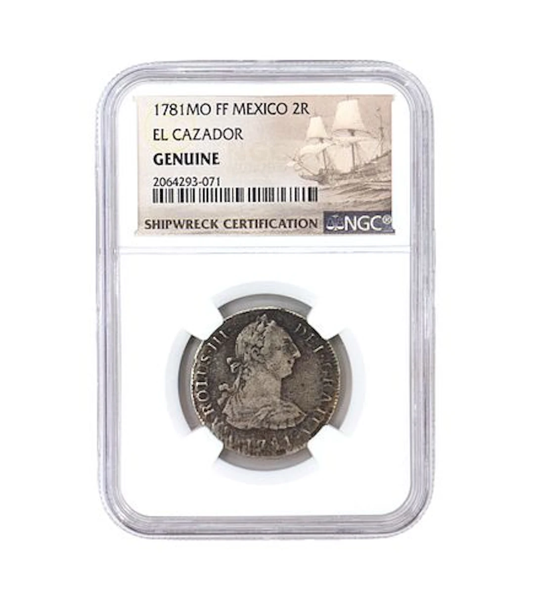 1781 Mexican Shipwreck Silver coin from the El Cazador