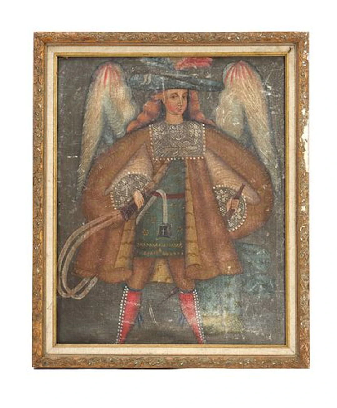 South American Cuzco School Oil on Canvas Angel Acabucero