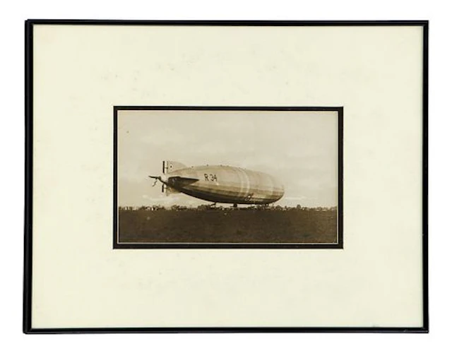 Framed Photographic Print of British R34 Rigid Airship Landing in