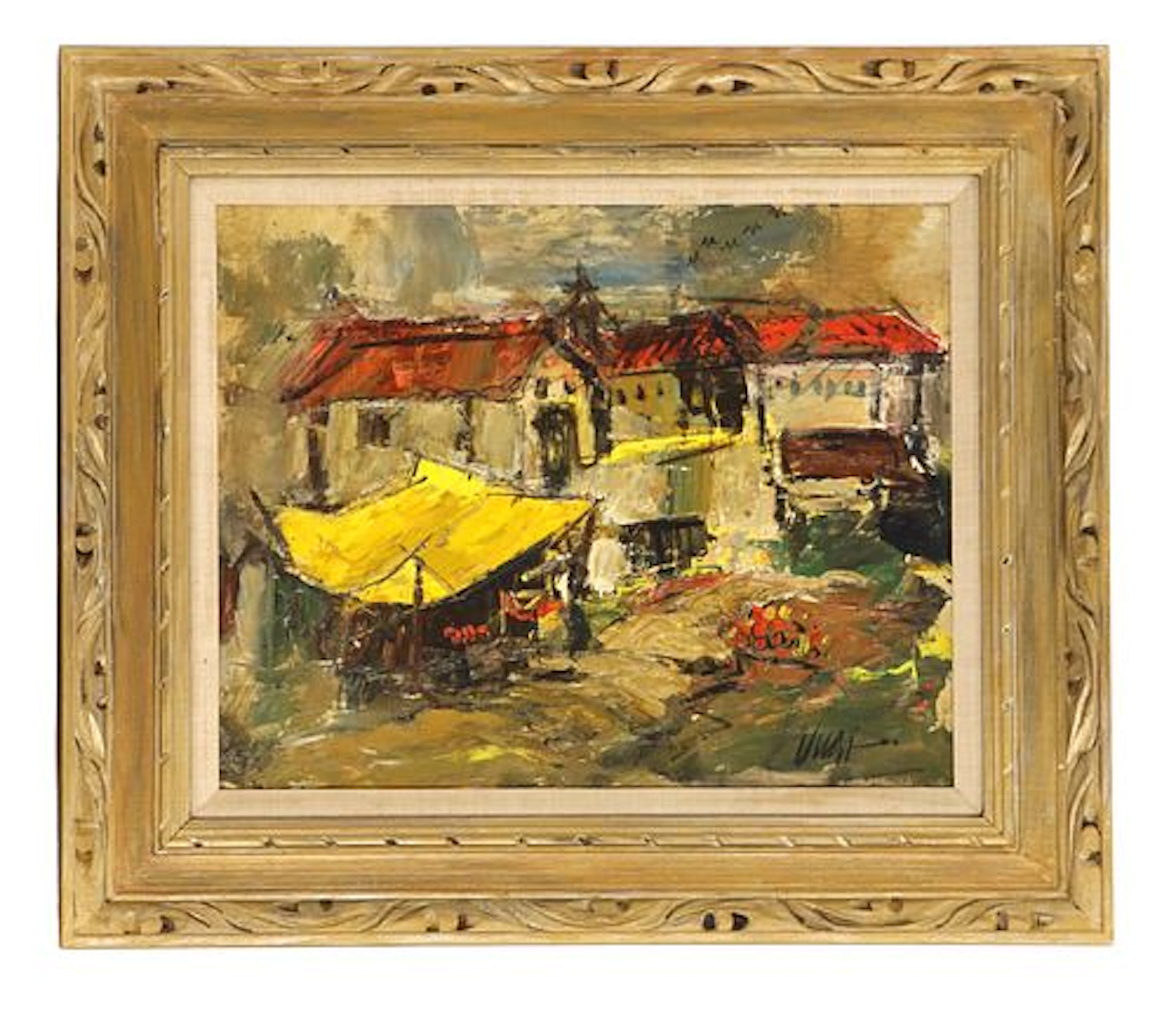 Signed Oil on Canvas Impressionist Street Scene