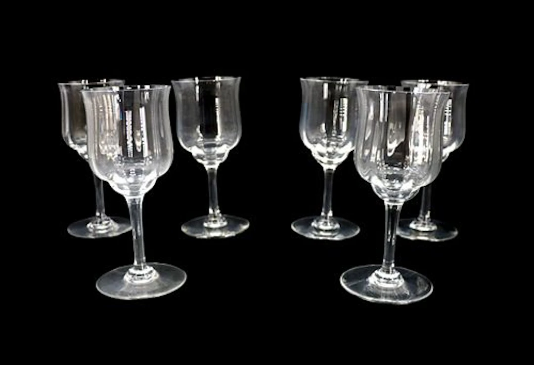 (6) Baccarat Crystal Capri Optic Claret Wine Glasses in Original Box