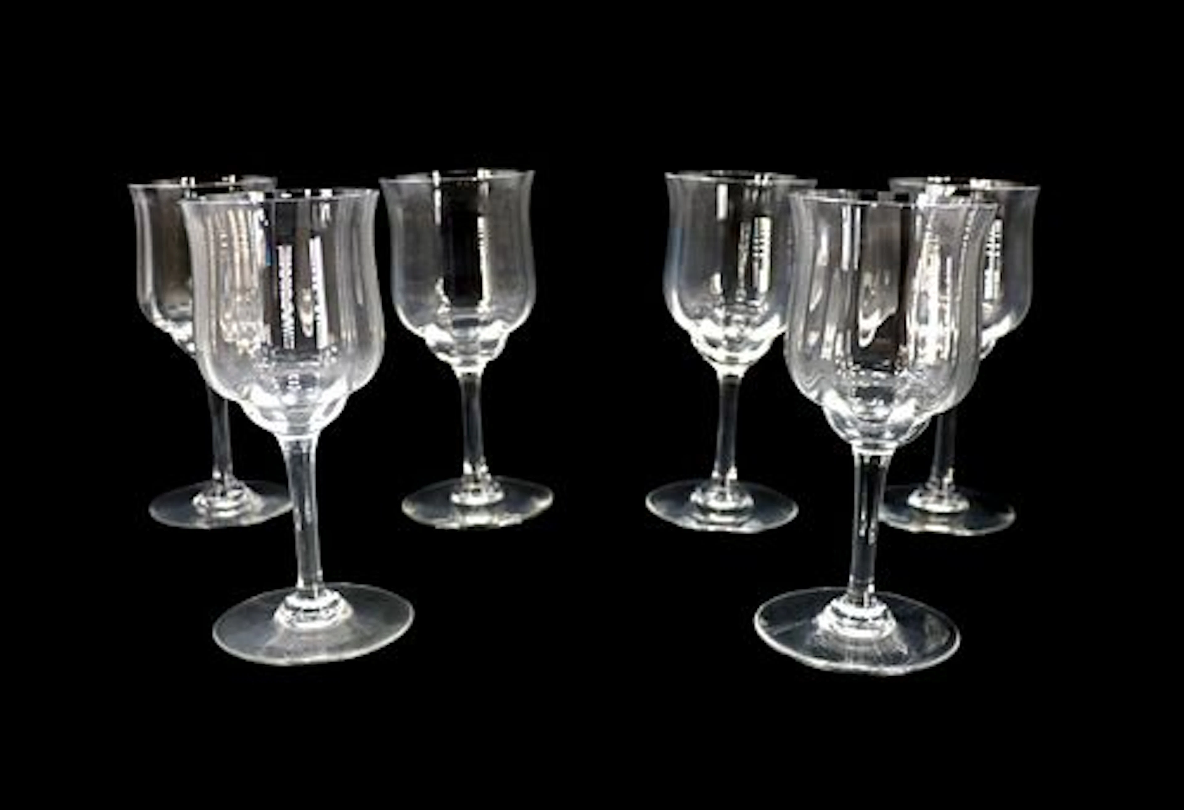 (6) Baccarat Crystal Capri Optic Claret Wine Glasses in Original Box