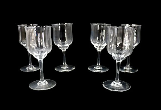 (6) Baccarat Crystal Capri Optic Claret Wine Glasses in Original Box