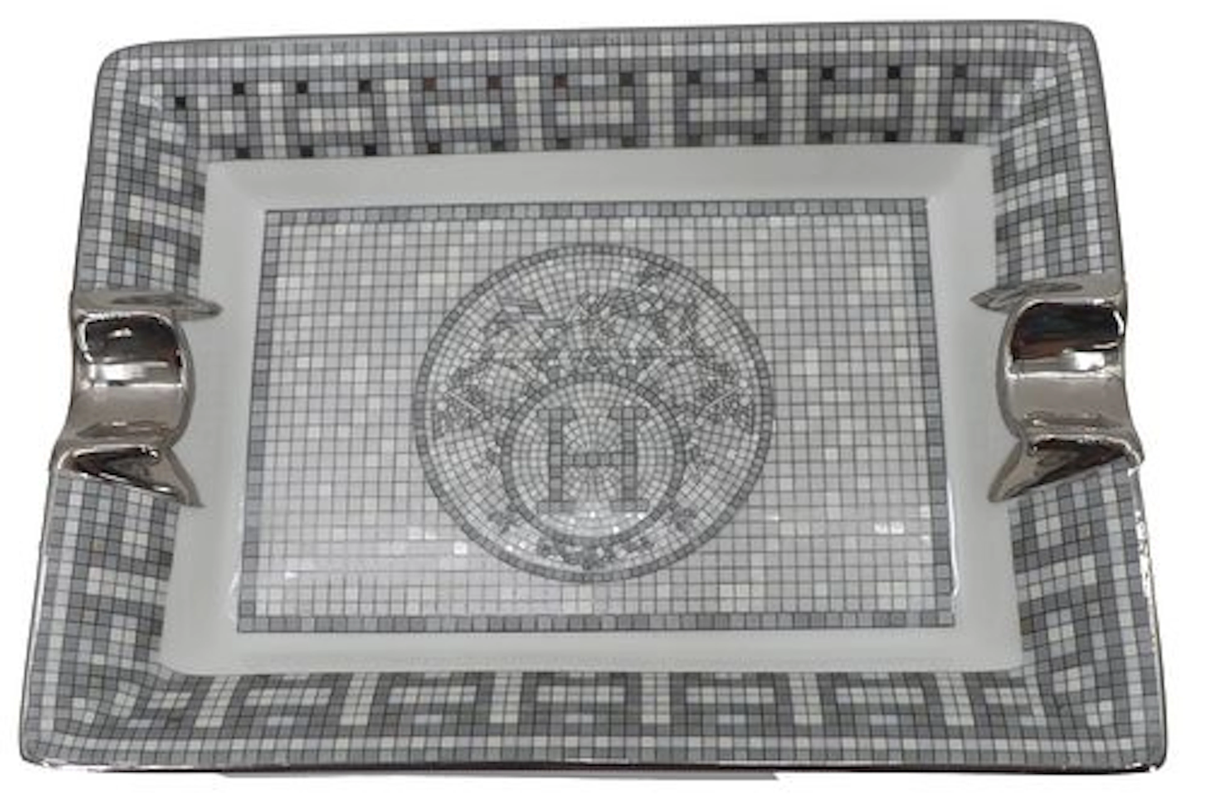 Hermes Mosaique au 24 Platinum Porcelain Ashtray