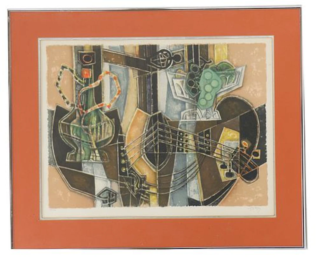Georges Dayez (1907-1991) French, Abstract Cubist Still Life Lithograph
