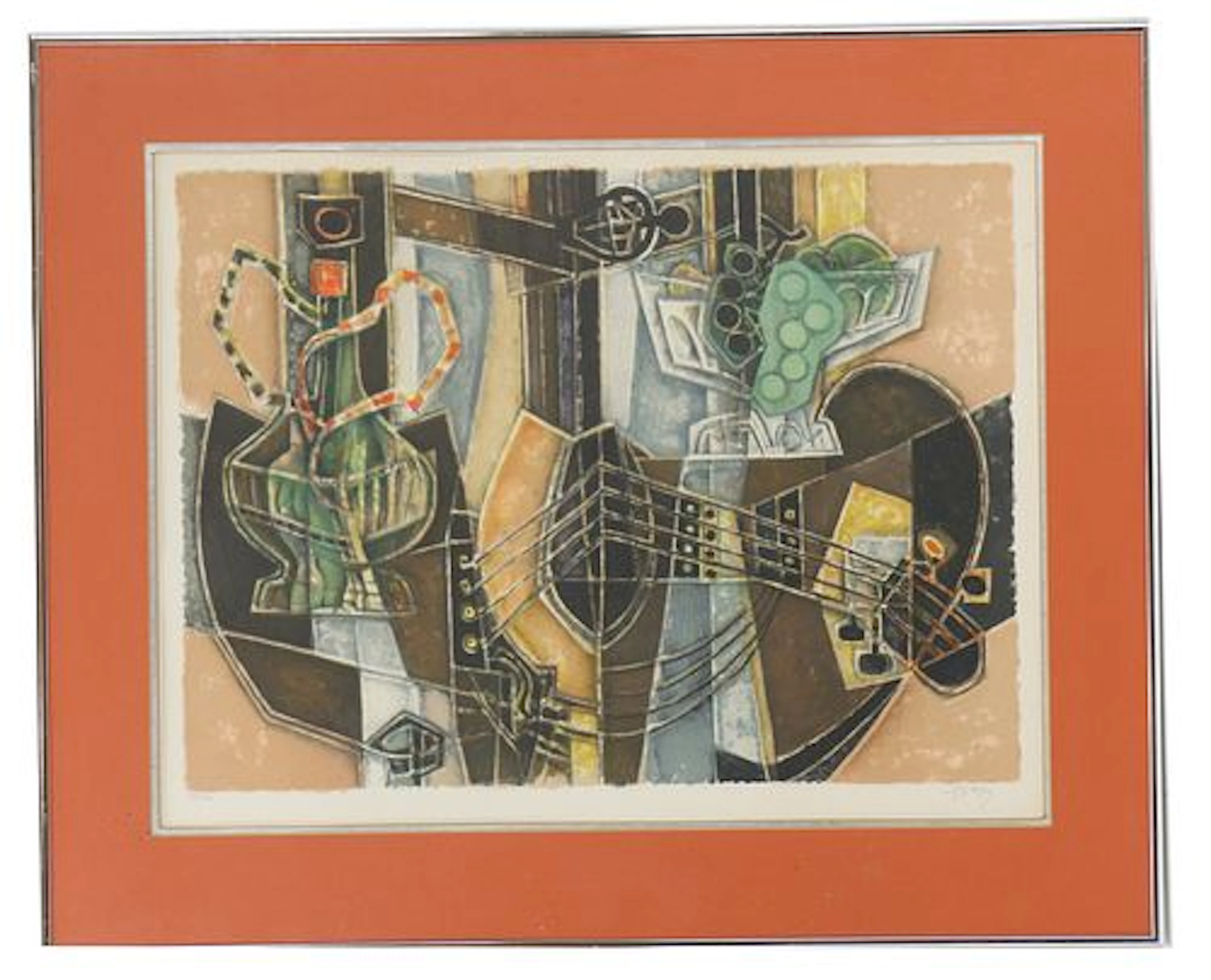 Georges Dayez (1907-1991) French, Abstract Cubist Still Life Lithograph