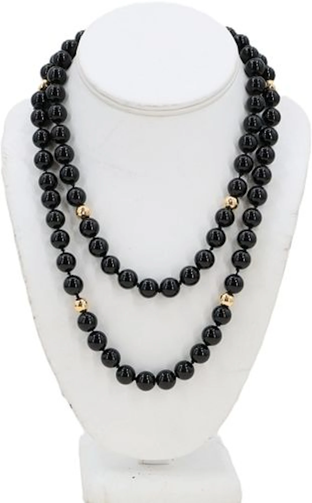 Onyx and 14k Gold Beaded Necklace