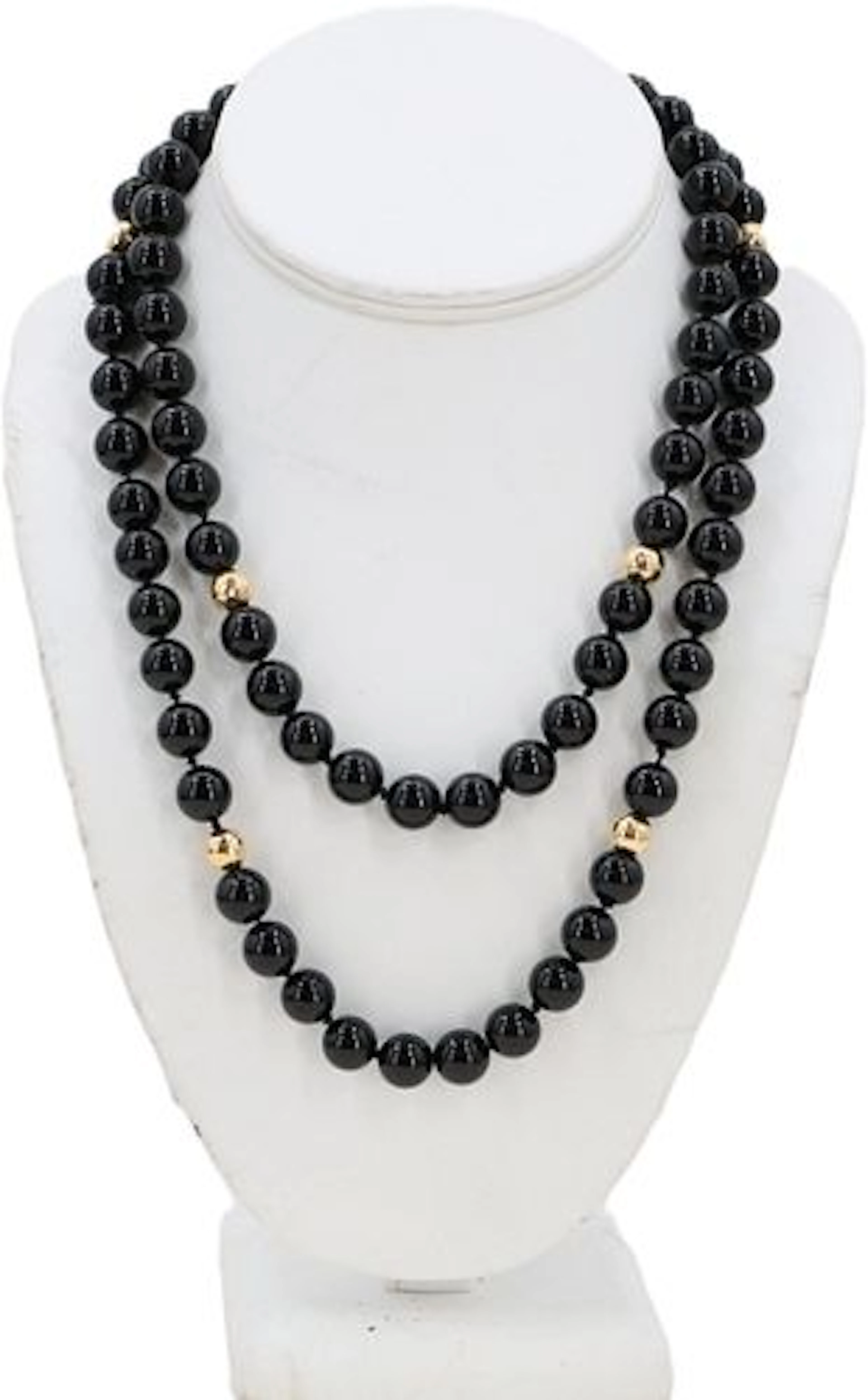 Onyx and 14k Gold Beaded Necklace