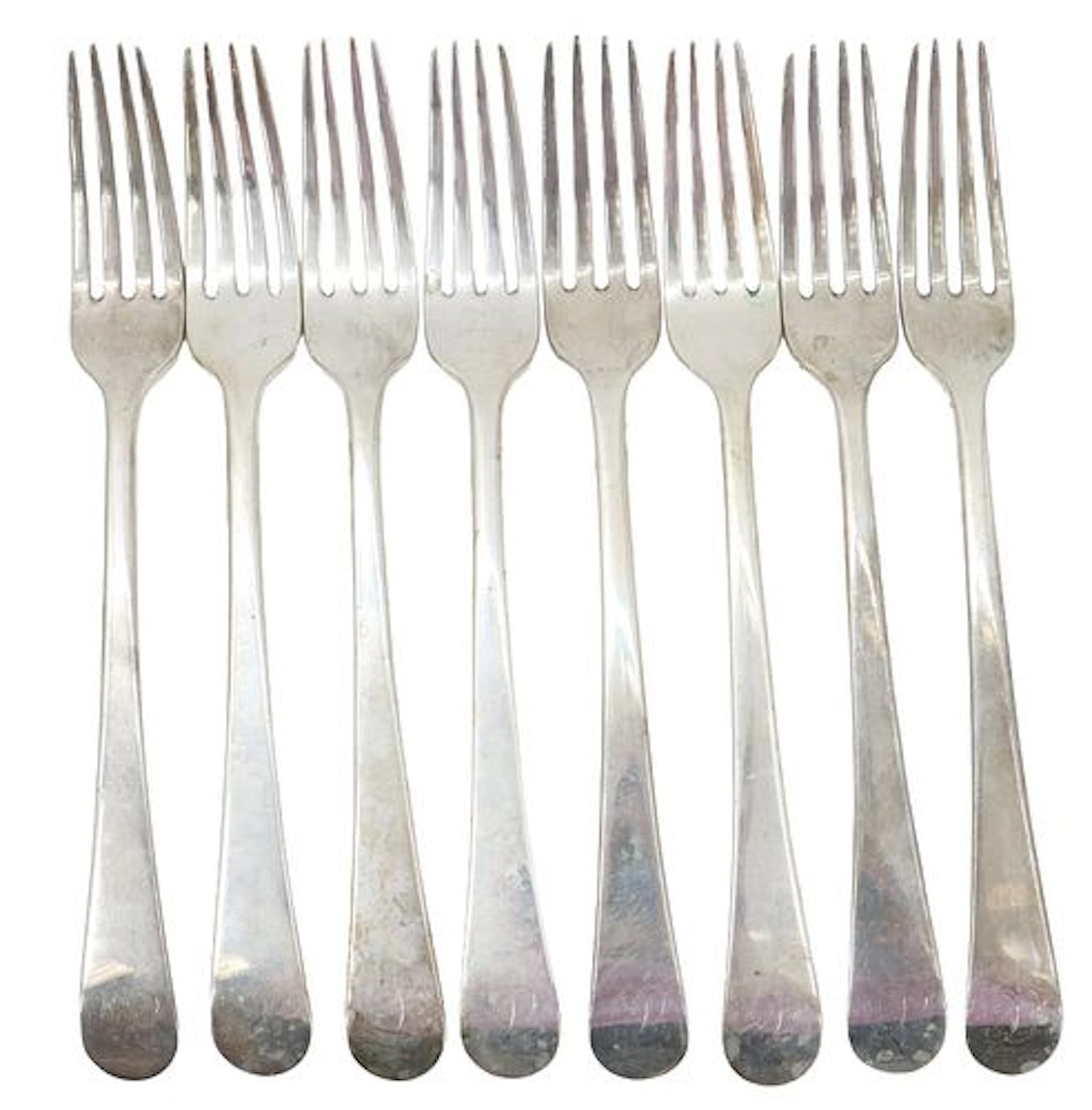 (8) English Sterling Silver Dinner Forks - 17.280 ozt.