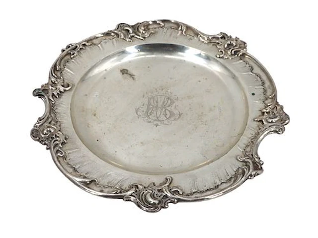 Antique Continental 800 Silver Monogrammed Charger Tray - 24.390 ozt.