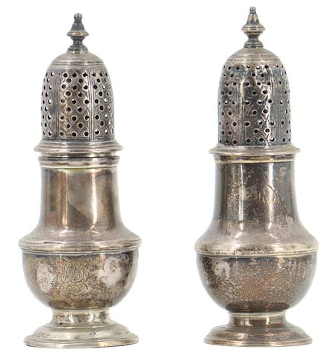 (2) Antique English Sterling Silver Salt and Pepper Shakers - Approx.