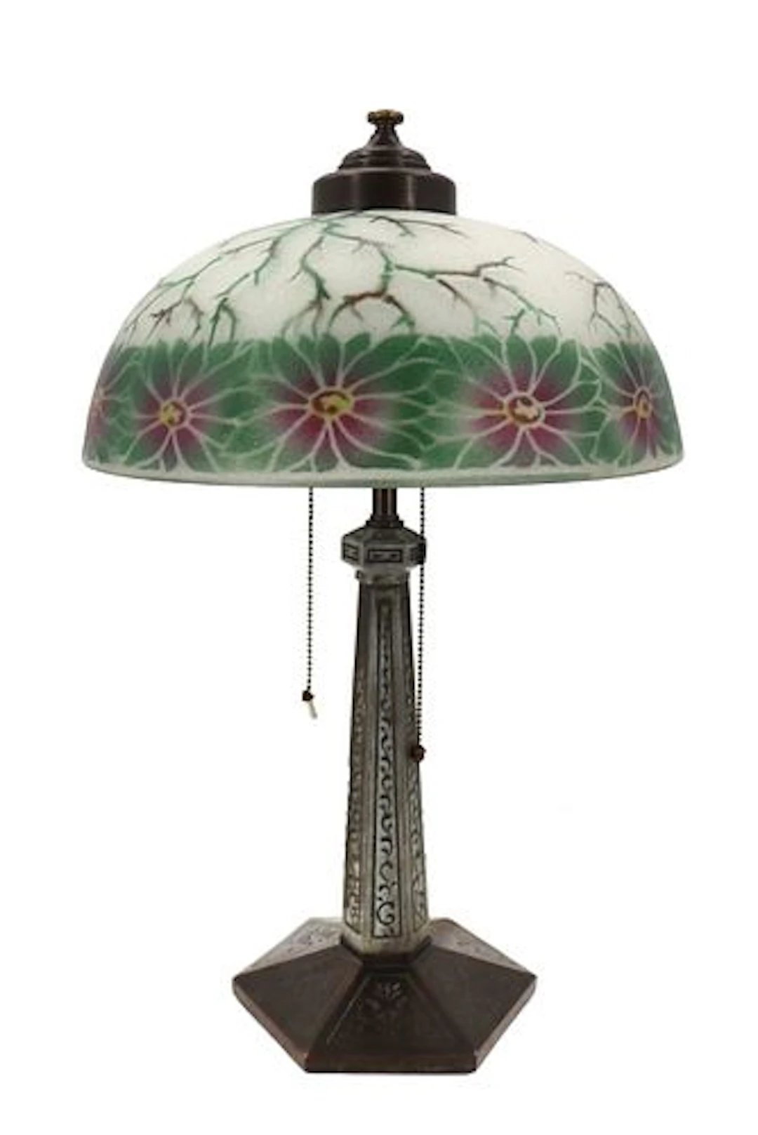 American Arts & Crafts Reverse-Painted Table Lamp