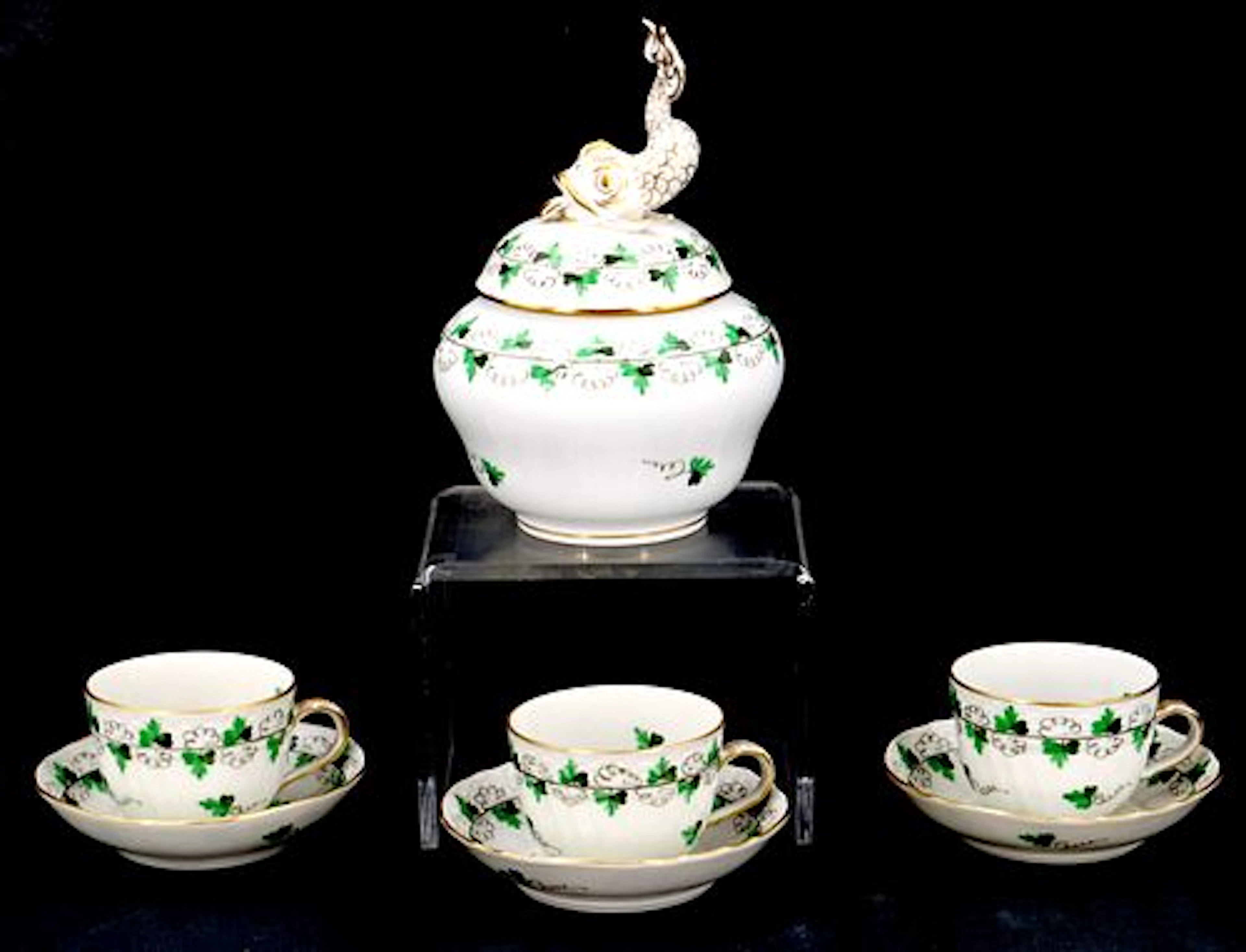 (7) Pieces Hungarian Herend Porcelain "Parsley" Tea Set