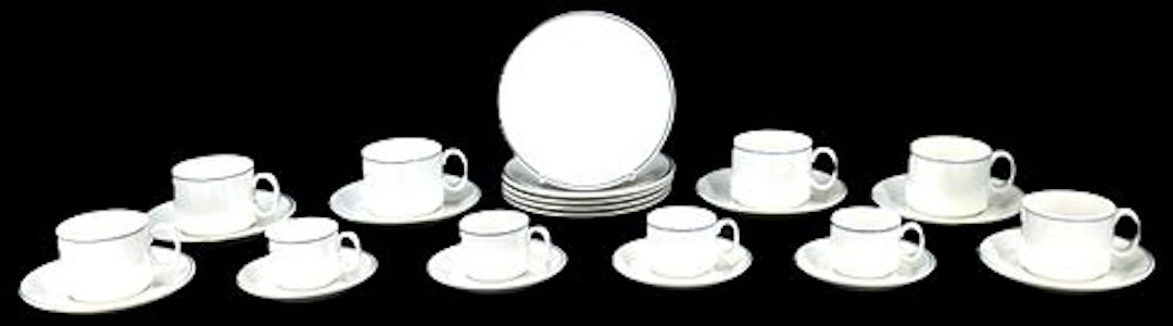 (25) Vintage Pieces Royal Doulton 1928 "Blue Line" Porcelain Coffee