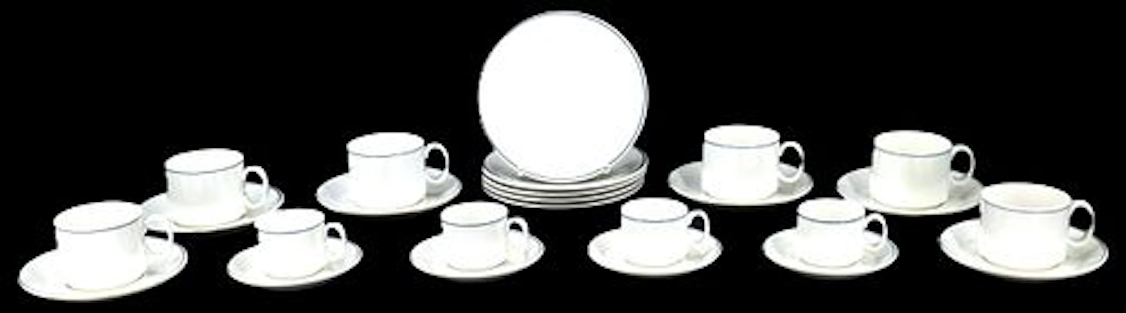 (25) Vintage Pieces Royal Doulton 1928 "Blue Line" Porcelain Coffee