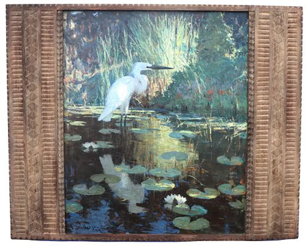 Rare Frank Weston Benson (1862-1951) American, Oil on Canvas "The White Heron"