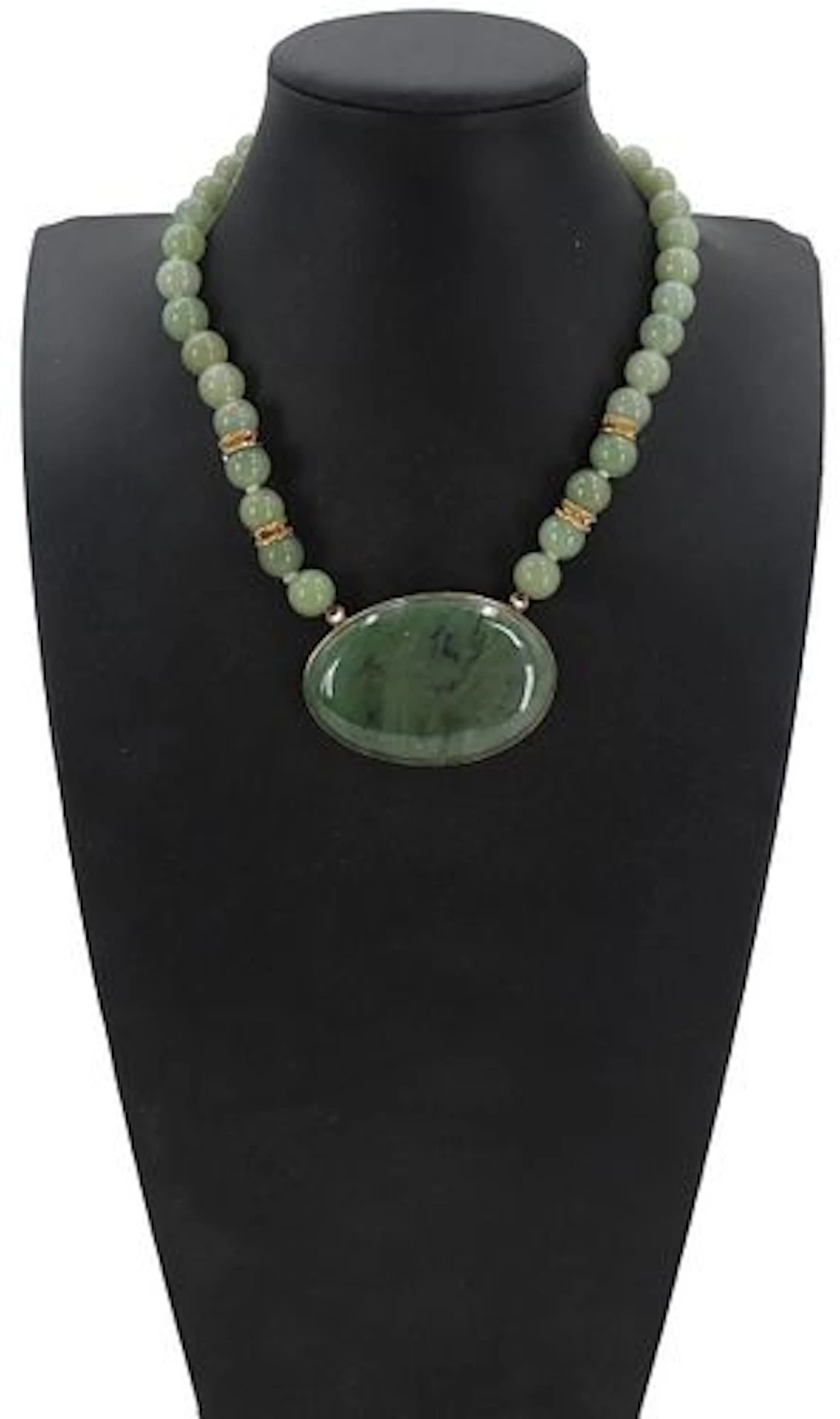 Cabochon Green Stone Beaded Statement Necklace