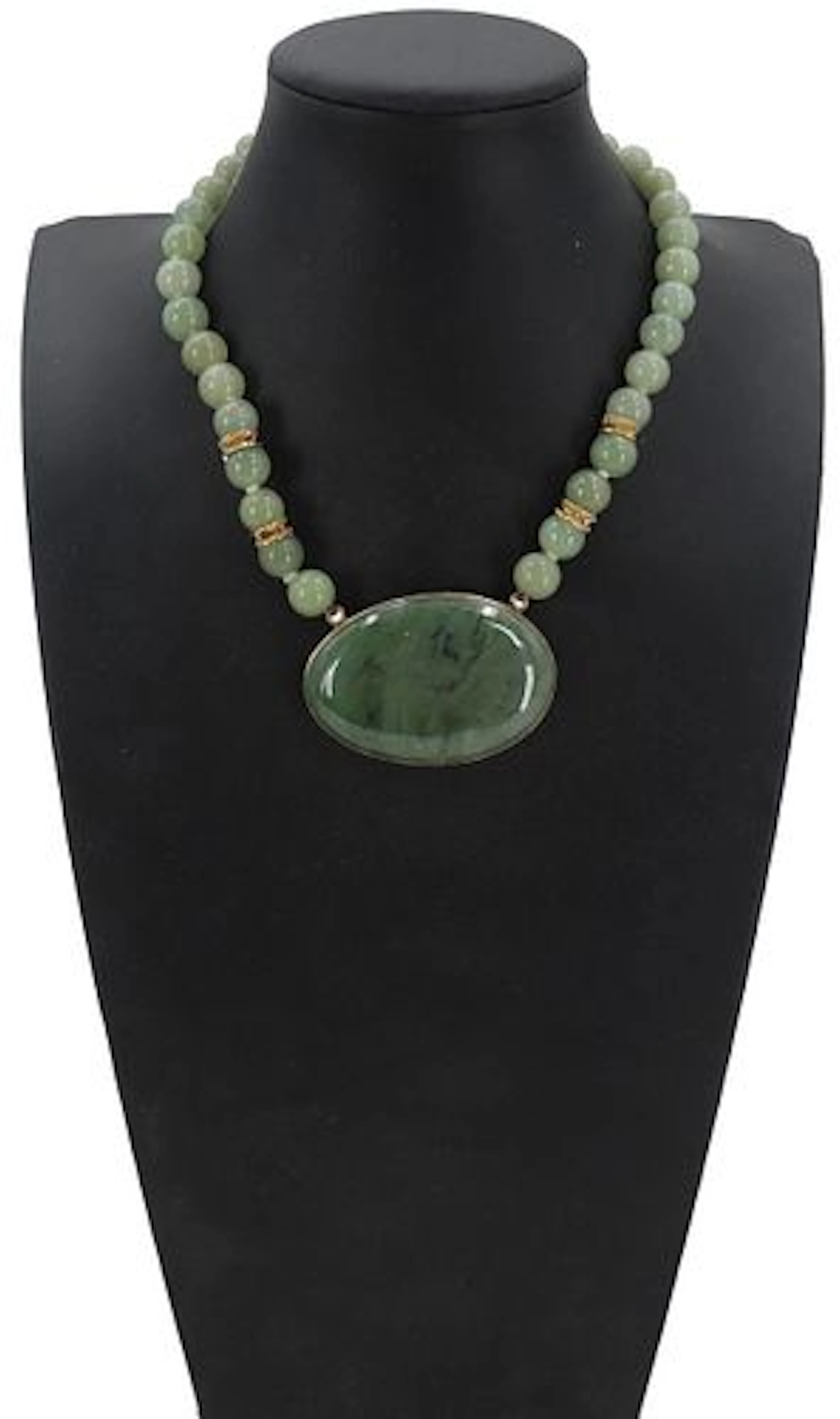 Cabochon Green Stone Beaded Statement Necklace