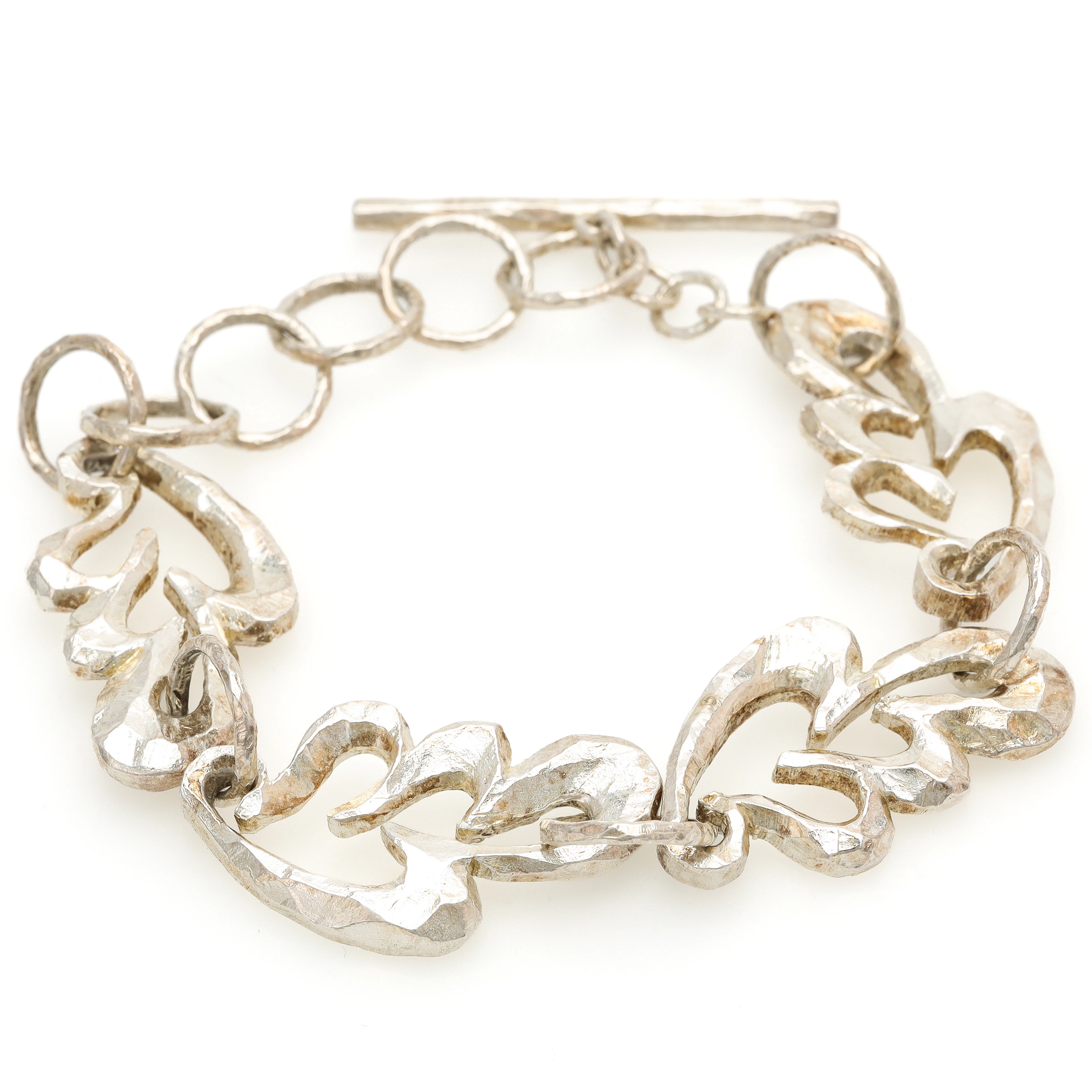 SANDBERG OF SWEDEN, armband, sterlingsilver, länk i form av eklöv.