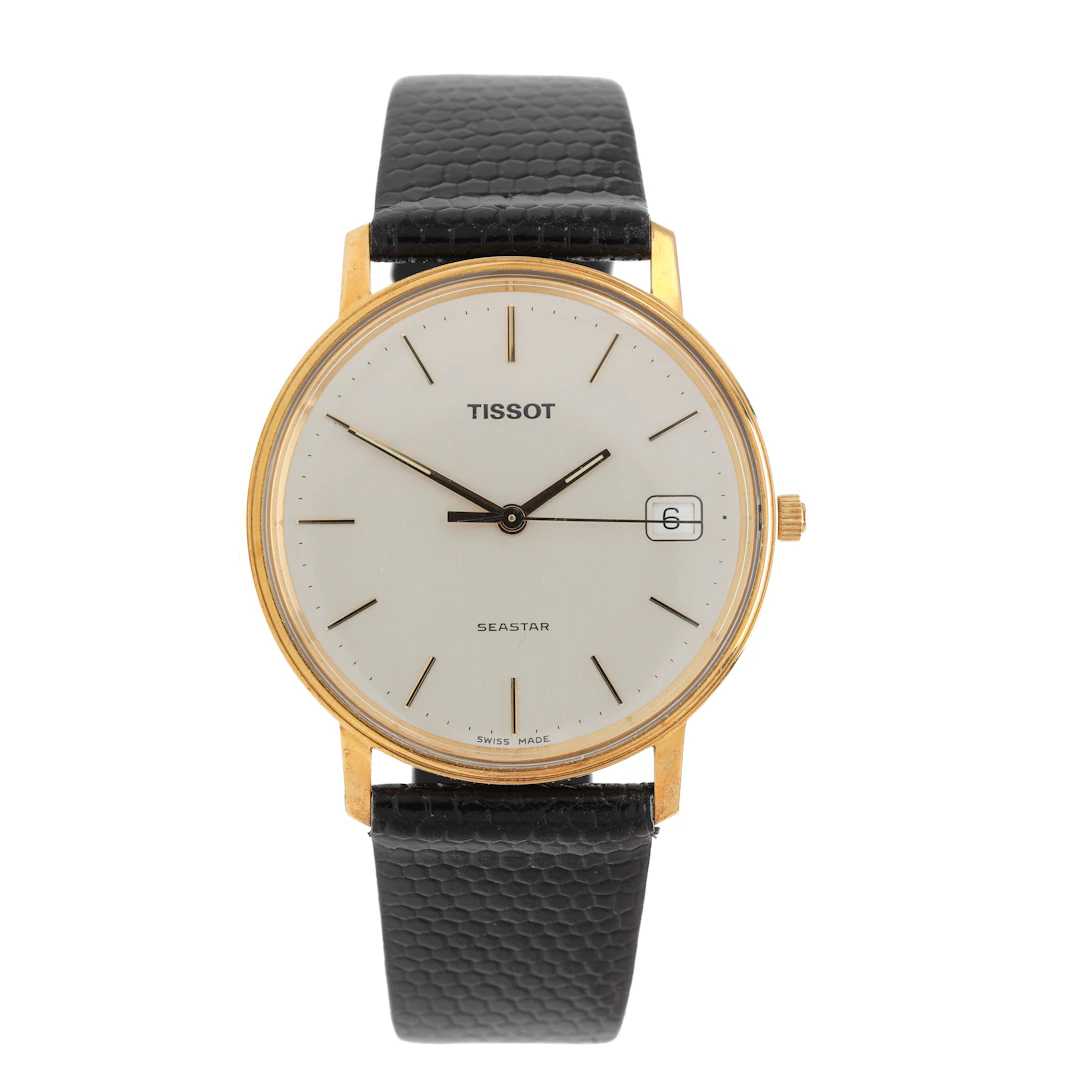 TISSOT SEASTAR, armbandsur, 18 k guld, kvarts, ca 34 mm, etui, 1990-tal.