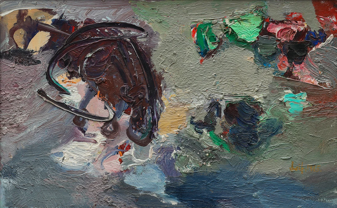 LEIF NILSSON (1938-2002). olja på duk, abstrakt komposition, signerad