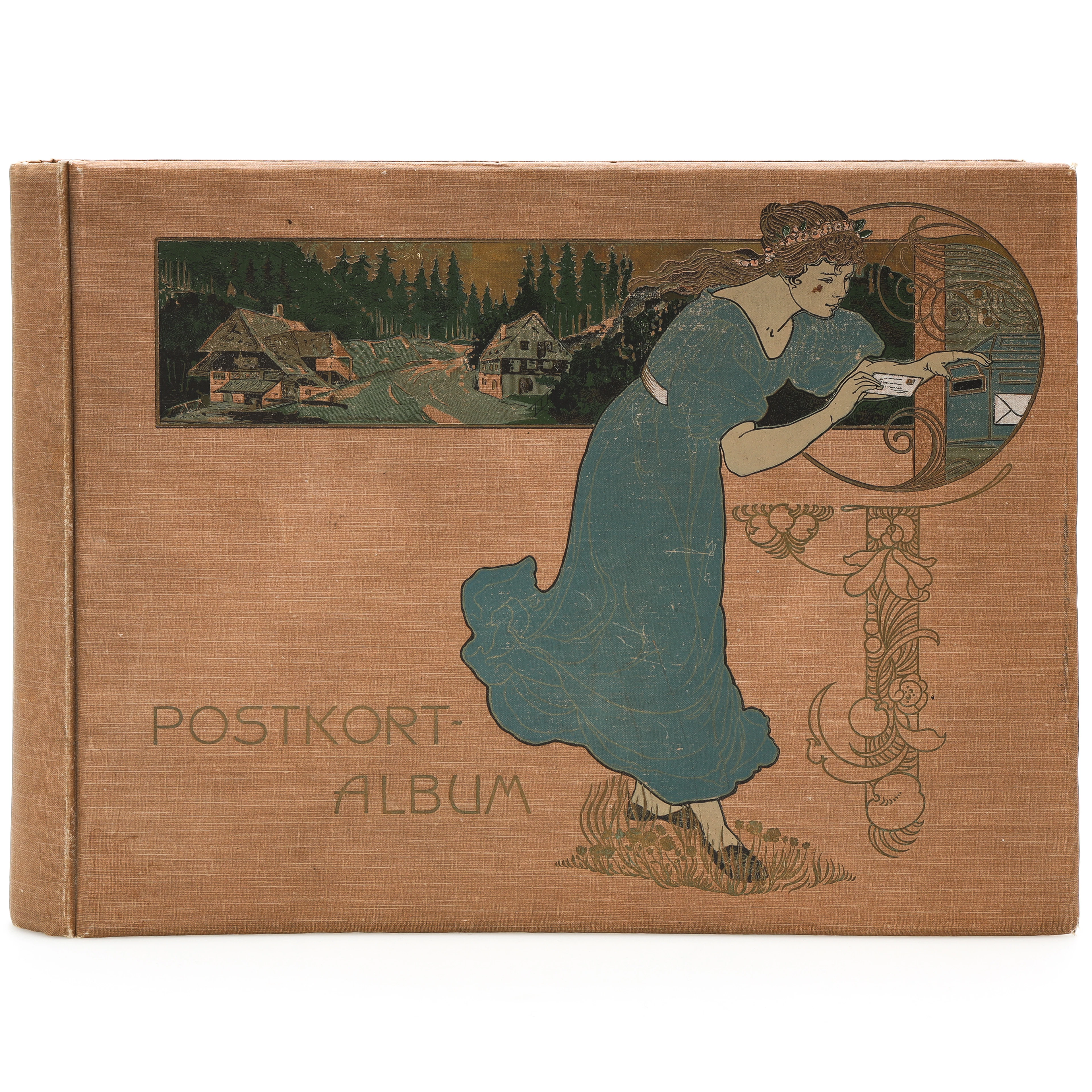 POSTKORTALBUM, jugend, sent 1800/1900-tal.