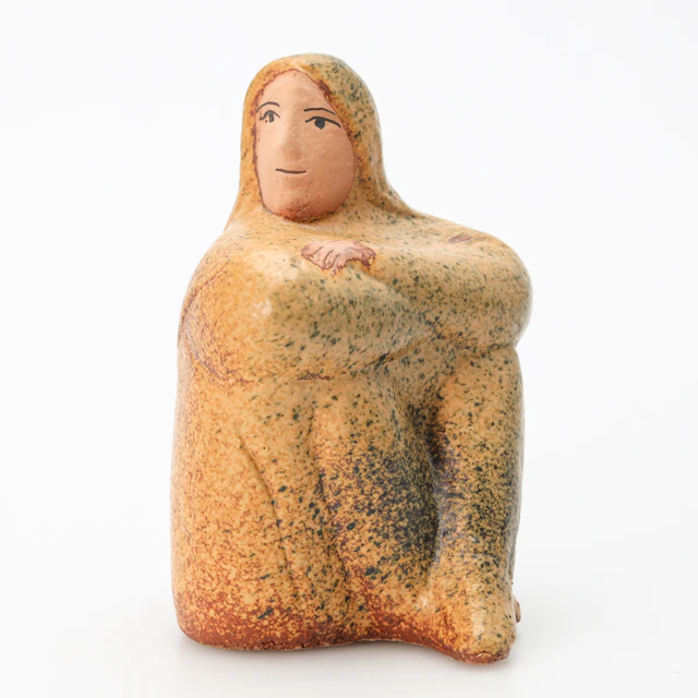 LISA LARSON. figurin, sittande man, stengods, delvis glaserat, upplaga