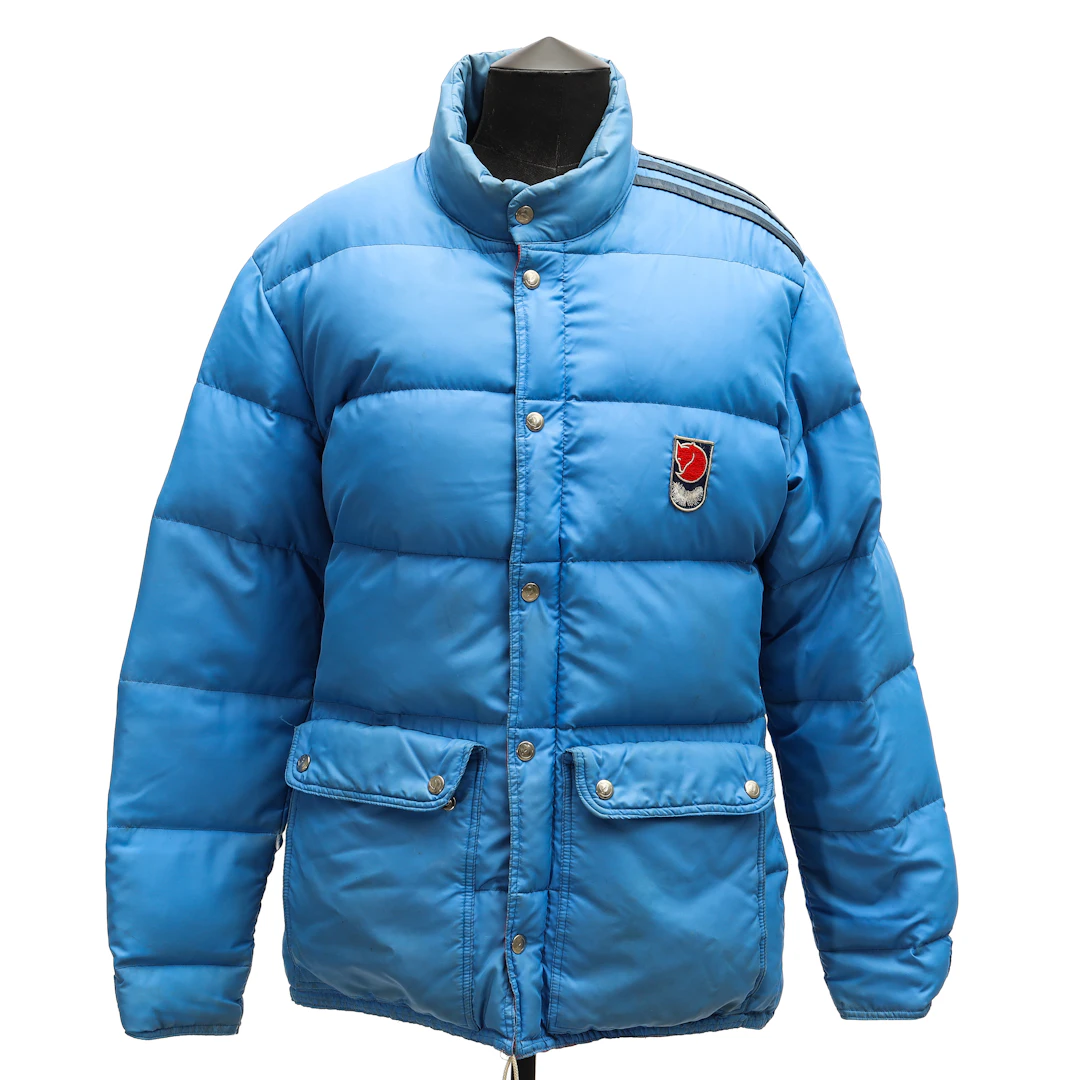 DUNJACKA, blå med rött innerfoder, "Expedtion Down Jacket", Fjällräven