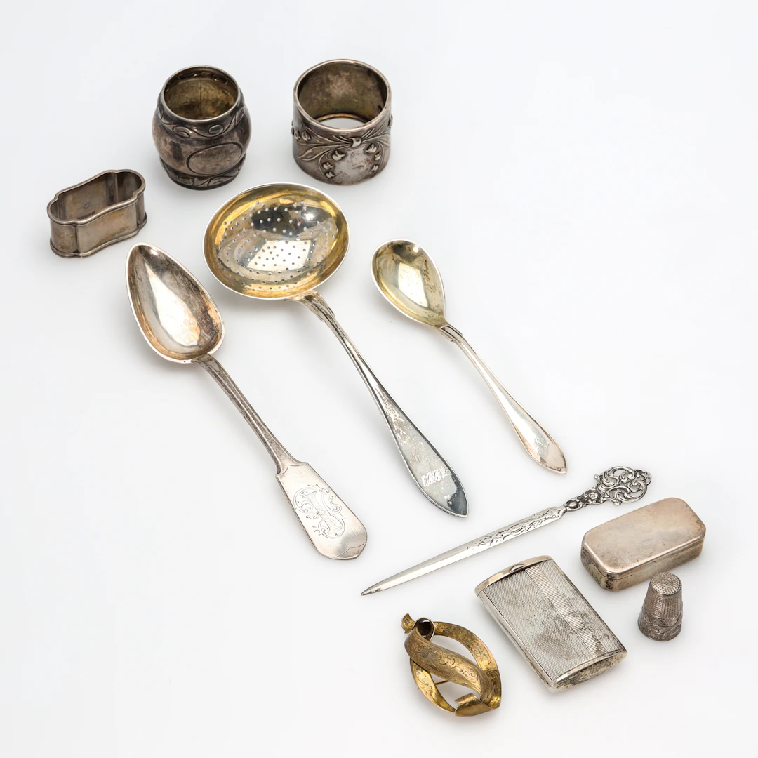 SAMLING SILVER, 11 delar, vikt 290 gram, 1800/1900-tal.