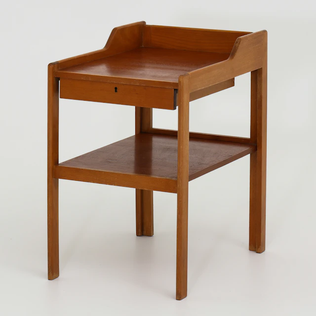 CARL-AXEL ACKING. sängbord, teak/bok, brännmärkt C.A Acking, Bodafors, 1959.