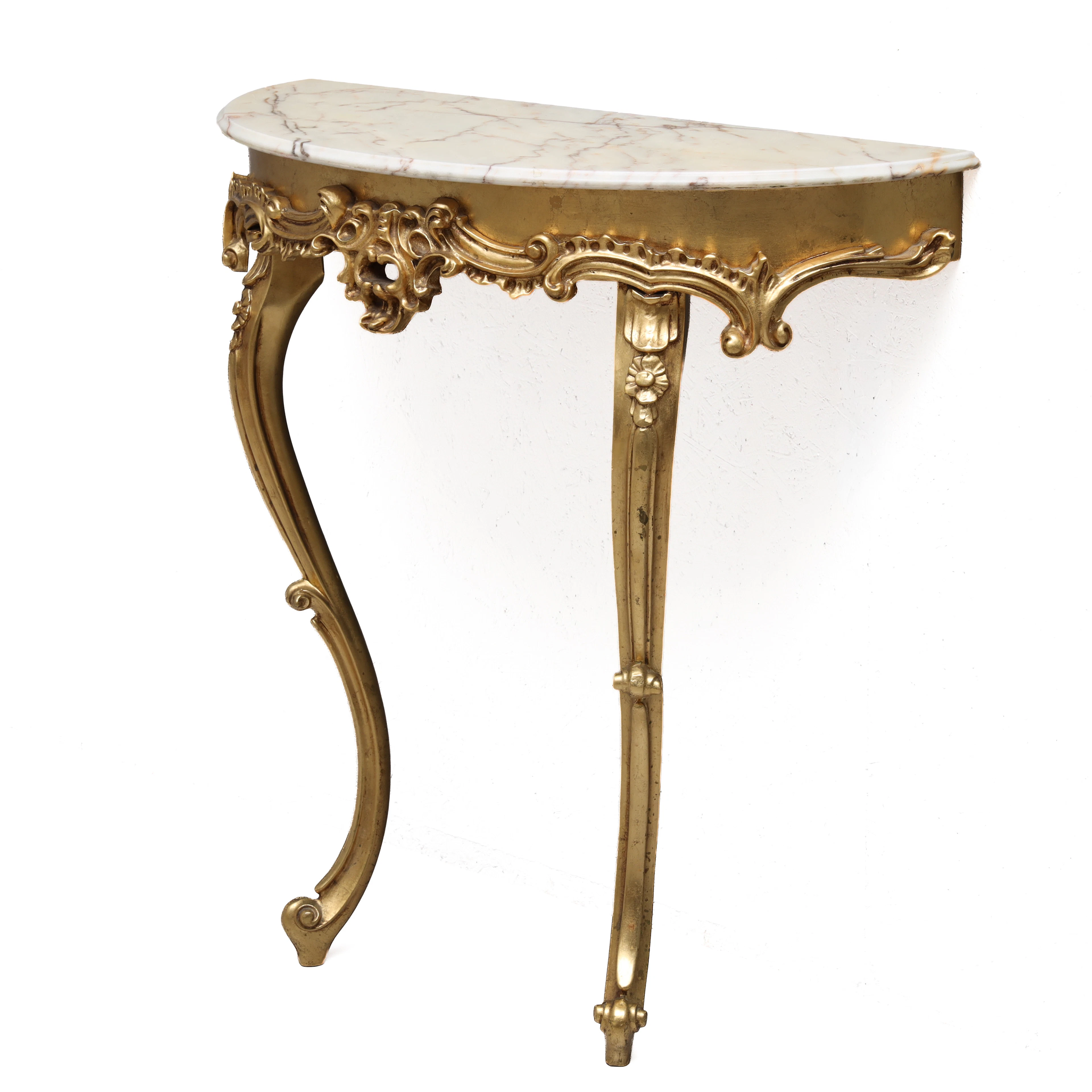 KONSOLBORD, förgylld, toppskiva i marmor, rokoko stil, 1900-tal.