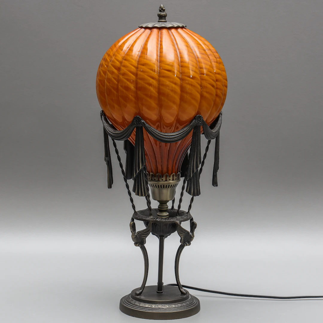 BORDSLAMPA, glas och metall, form av luftballong, Texa.