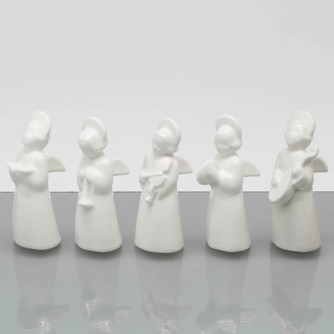 FIGURINER, 5 st, änglakör, porslin, Royal Copenhagen, Danmark.