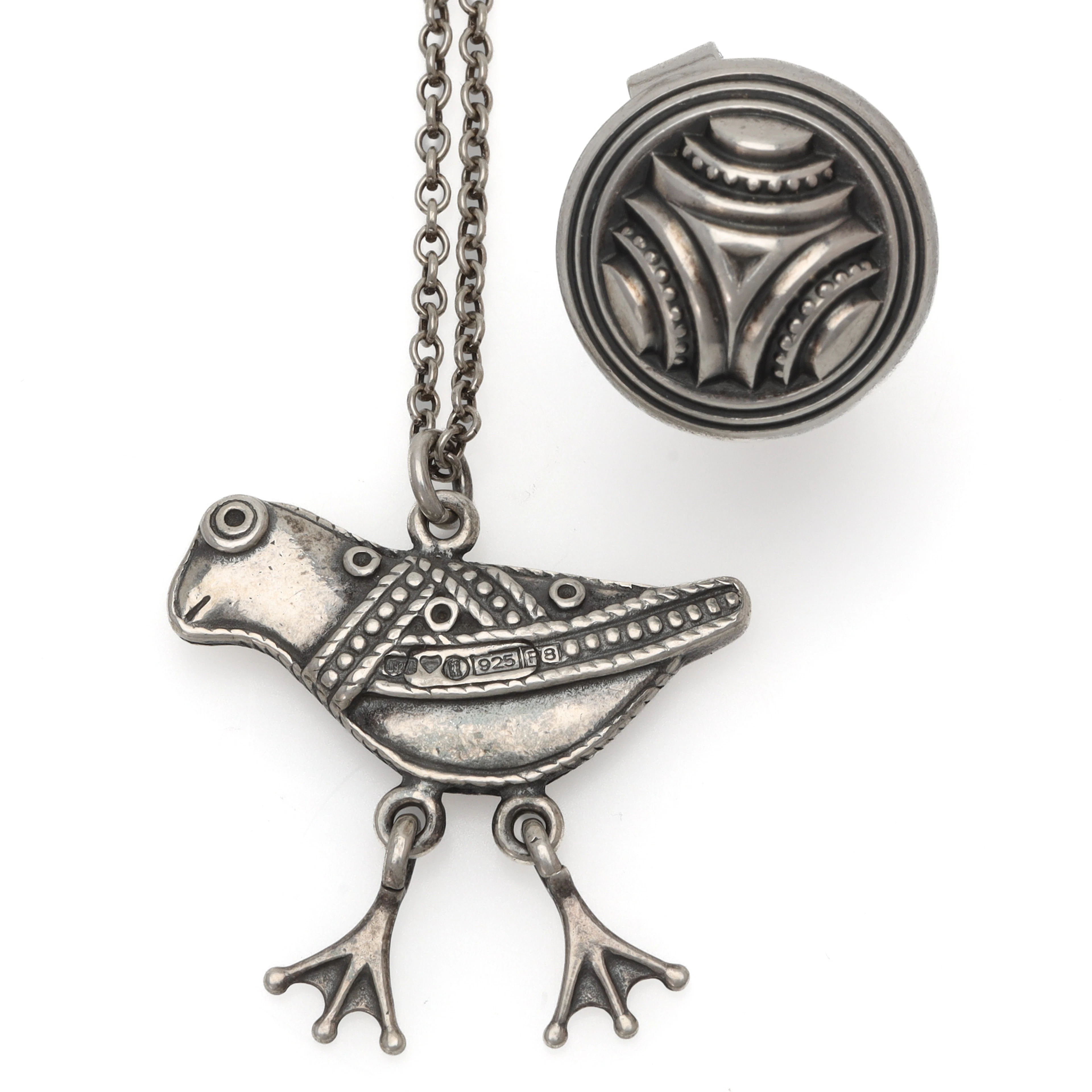 KALEVALA KORU, 2 st, sterlingsilver, hänge med kedja "Bird of Hattula"