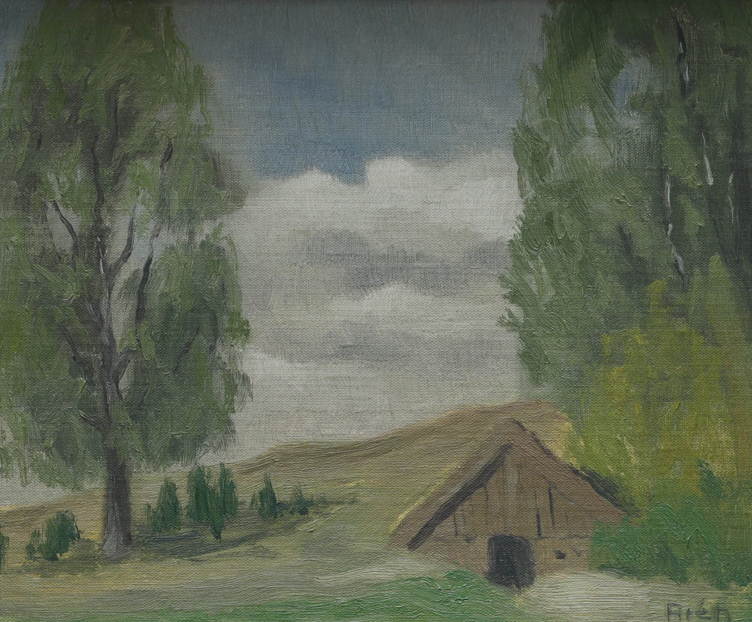 OLOF ARÉN. olja på pannå, signerad Arén.