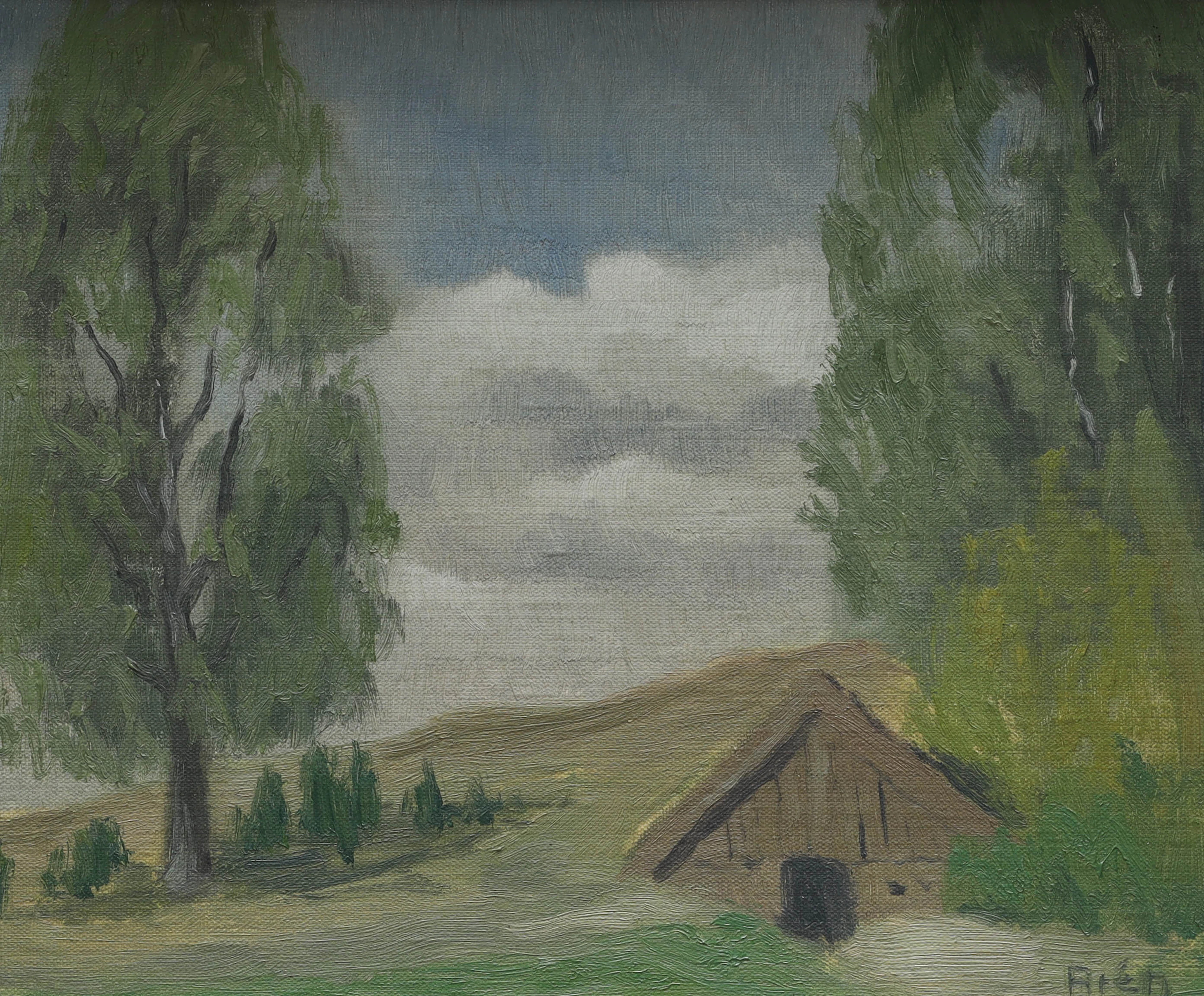 OLOF ARÉN. olja på pannå, signerad Arén.