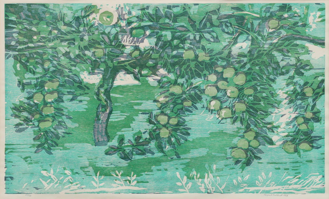 MARGARETA CARLSTEDT. färgträsnitt, päronträd, numrerad 231/310, signerad